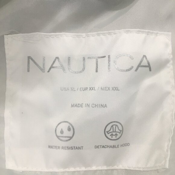 NAUTICA White Black Trim Zip Pockets Removable Fur Hood Puffer Jacket - Picture 2 of 13